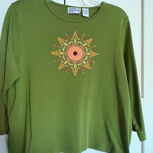 Breckenridge Green Graphic 3/4 Sleeve Tee